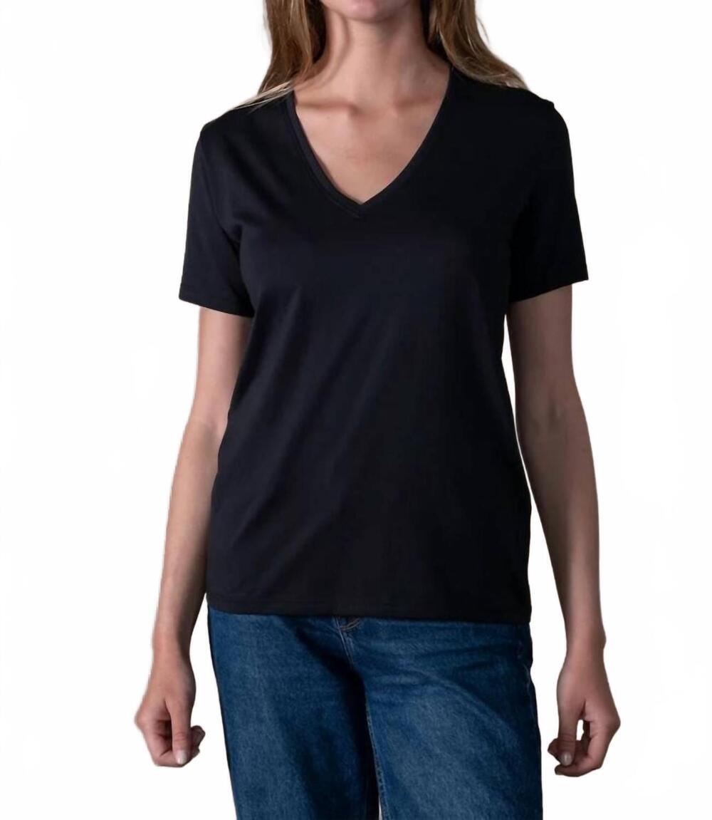 NEW ANONYM APPAREL romy slub v-neck tee in black